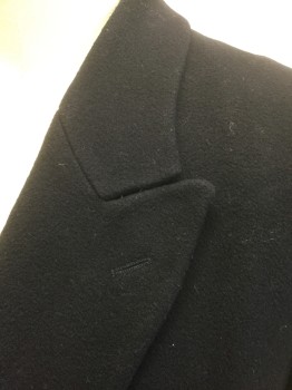 ANDREW FEZZA, Black, Wool, Cashmere, Solid, Double Breasted, Peaked Lapel, 2 Pockets, Solid Black Lining