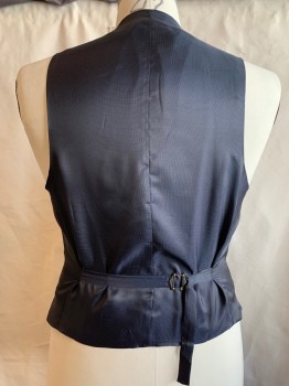 MICHAEL KORS, Navy Blue, Wool, Heathered, Button Front, Adjustable Back