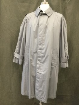 BOULEVARD CLUB, Lt Gray, Cotton, Polyester, Solid, Hidden Button Front, Collar Attached, Raglan Long Sleeves, Button Tab Cuff, Epaulets, Back Yoke Storm Vent with Tab D Rings  *White Stain on Left Sleeve**