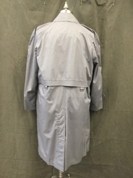 BOULEVARD CLUB, Lt Gray, Cotton, Polyester, Solid, Hidden Button Front, Collar Attached, Raglan Long Sleeves, Button Tab Cuff, Epaulets, Back Yoke Storm Vent with Tab D Rings  *White Stain on Left Sleeve**
