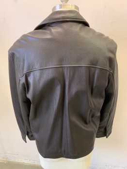 TASSO ELLA, Chocolate Brown, Leather, Solid, Zip Front, 2 Pockets, Snap Cuffs