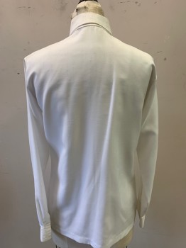 Womens, Blouse, KORET OF CALIFORNIA, White, Polyester, Solid, B: 36, L/S, Button Front, C.A., Slubbed Polyester,