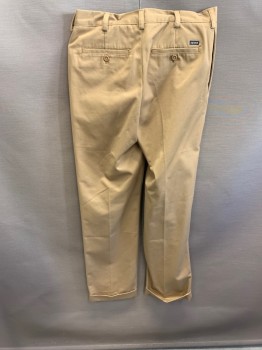 IZOD, Khaki Brown, Cotton, Side Pockets, Zip Front, Pleated Front, 2 Welt Pockets, Cuffed