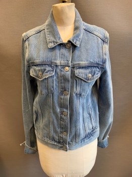 Womens, Jean Jacket, PAIGE, Denim Blue, Cotton, S, C.A., Single Breasted, Button Front, 2 Breast Pockets, 2 Side Waist Pockets