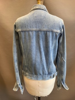 PAIGE, Denim Blue, Cotton, C.A., Single Breasted, Button Front, 2 Breast Pockets, 2 Side Waist Pockets