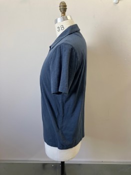 THEORY, Dusty Blue, Cotton, Solid, 3 Btns, C.A., Ss