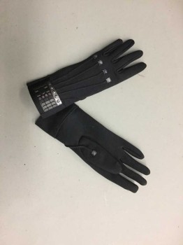 Unisex, Sci-Fi/Fantasy Gloves, Black, Pewter Gray, Synthetic, Neoprene, Novelty Chip Knuckle Detail