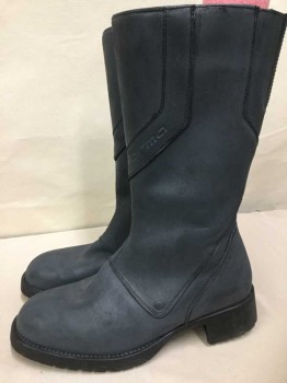 Womens, Sci-Fi/Fantasy Boots , Forma, Gray, Leather, Solid, W 9, M 7, Knee High, Inside Zip and Velcro Tab Close, Round Toe, Multiples