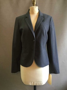Calvin Klein, Dk Gray, Polyester, Rayon, Heathered, Notched Lapel, Missing 1 Button,
