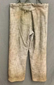 Childrens, Pants 1890s-1910s, JOHN KRISTIANSEN, Brown, Cotton, Heathered, 25/25, Button Fly, Suspender Buttons, Adjustable Back Buckle, Aged