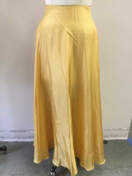 Womens, Sci-Fi/Fantasy Skirt, MTO, Mustard Yellow, Silk, Solid, W28, Light and Airy Silk, Long Skirt, Hem to Floor, Binding at Waist, Snaps with Hook and Thread Loop Center Back,