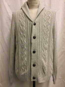 TRICOTS ST RAPHAEL, Beige, Cotton, Synthetic, Heathered, Heather Beige, Cable Knit