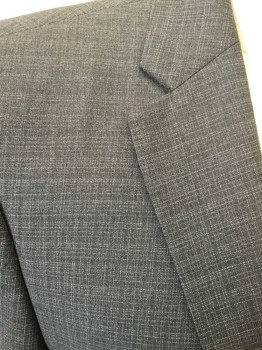 N/L, Medium Gray, White, Wool, Check , Single Breasted, 2 Buttons,  Collar Attached, Notched Lapel, 3 Pockets
