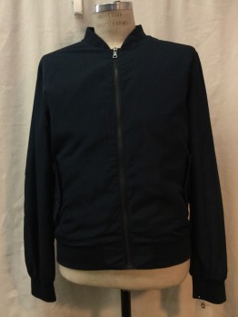 M&S COLLECTION, Navy Blue, Polyester, Solid, Navy, Zip Front,