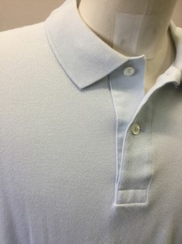 LACOSTE, Ice Blue, Cotton, Solid, Short Sleeves, Pique,