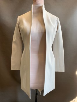 Womens, Sci-Fi/Fantasy Coat/Robe, N/L MTO, White, Polyester, Solid, B36-39, L, "Lab Coat" Inspired Long Coat, Bumpy Textured Polyester, Long Sleeves, Open at Center Front with No Closures, Stand Collar, Princess Seams, Cream Lining, Made To Order