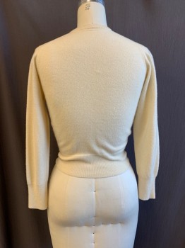 Womens, Sweater, N/L, Cream, Wool, Solid, XS, B36 , 9 White Pearl Like Buttons
