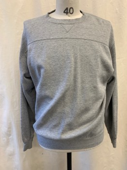 Mens, Sweater, LEE, Lt Gray, Poly/Cotton, Heathered, C:44, Crew Neck, Pullover, Long Sleeves