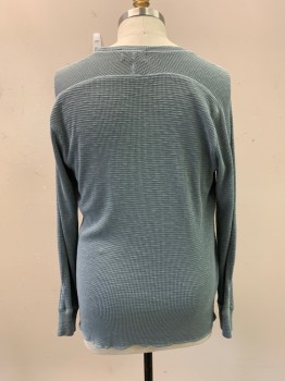 RALPH LAUREN, Pewter Gray, Cotton, Solid, Textured Fabric, CN, L/S,
