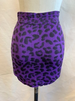 Womens, Skirt, Mini, NL, Purple, Black, Polyester, Spandex, Animal Print, S, Leopard Pattern, Club Wear