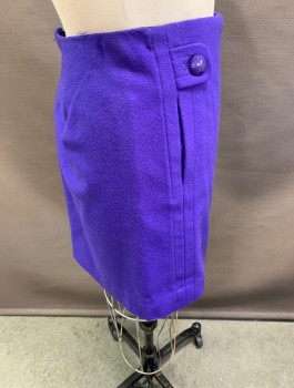J CREW, Purple, Polyester, Wool, Solid, Tabs on Front with Button at Center Front.pockets and CB Zipper.