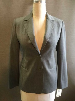 Lafayette 148, Gray, Wool, Heathered, Long Sleeves, Single Breasted,
