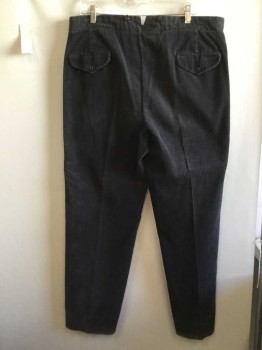 N/L MTO, Black, Cotton, Solid, Corduroy, High Waisted, Button Fly, 4 Pockets, Suspender Buttons at Outside Waist, Made To Order Reproduction, Old West / 1800's