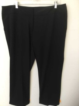 VINCE CAMUTO, Black, Polyester, Lycra, Solid, Black, 2" Waistband, Flat Front, Zip Front,