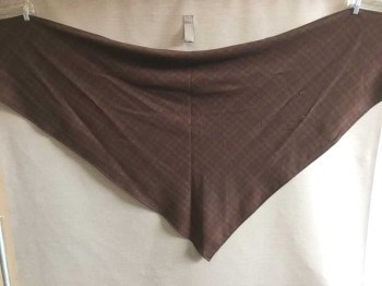 Womens, Shawl 1890s-1910s, N/L, Coffee Brown, Brown, Navy Blue, Cotton, Wool, Plaid-  Windowpane, Faint Windowpane Pattern, Triangular, Finished Ends, Made To Order Vintage Reproduction **Has Several Holes,
