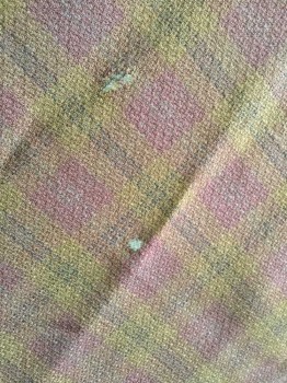N/L, Coffee Brown, Brown, Navy Blue, Cotton, Wool, Plaid-  Windowpane, Faint Windowpane Pattern, Triangular, Finished Ends, Made To Order Vintage Reproduction **Has Several Holes,
