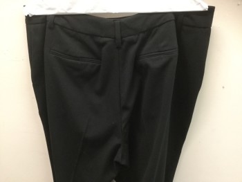 CALVIN KLEIN, Black, Polyester, Rayon, Solid, Flat Front, Belt Loops, Pockets,