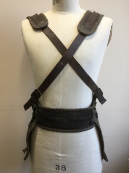Unisex, Sci-Fi/Fantasy Accessory, MTO, Dk Brown, Leather, Adjust, Made To Order, Belt with Pockets, or 'Blacksmith' Harness, Sci-fi UPS Delivery Back Brace