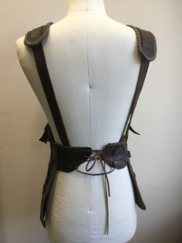 Unisex, Sci-Fi/Fantasy Accessory, MTO, Dk Brown, Leather, Adjust, Made To Order, Belt with Pockets, or 'Blacksmith' Harness, Sci-fi UPS Delivery Back Brace