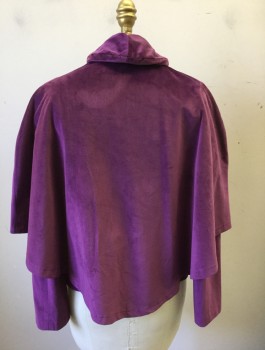 Womens, Historical Fiction Cape, N/L MTO, Purple, Polyester, Solid, W:27, B:35, Velvet, Bodice with Attached Capelet, 5 Large Black Ornately Textured Buttons at Front, Long Sleeves, Rolled Stand Collar, Made To Order Fantasy Historical