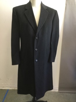 Mens, Coat, Overcoat, BERT PULITZER, Charcoal Gray, Lt Gray, Wool, Solid, 44, Charcoal with Light Grey , Notched Lapel, Button Front, Slit Pockets, Back Slit