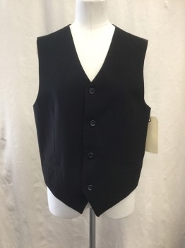 CALVIN KLEIN, Black, Polyester, Rayon, Solid, Single Breasted, 2 Pockets, Belted Tab Back
