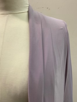 R+M RICHARDS, Lavender Purple, Polyester, Spandex, Solid, JACKET, Shawl Lapel, Open Front, Netted Sheer Panels On Sides And Sheer Sleeves with White And Silver Beaded Cuffs