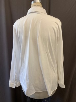 THEORY, White, Cotton, Solid, Collar Attached, Button Front, Long Sleeves