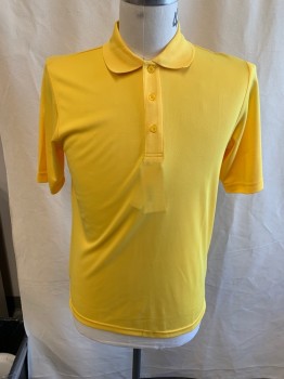 CORE 365, Yellow, Polyester, Solid, Collar Attached,   Short Sleeves, 3 Buttons,  Multiples