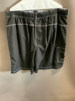 JOE BOXER, Black, Polyester, White Stitching, Velcro Front, Drawstring, Side Pockets