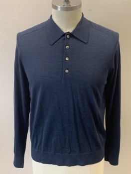 THEORY, Navy Blue, Wool, Solid, C.A., 4 Button Front with Placket, L/S