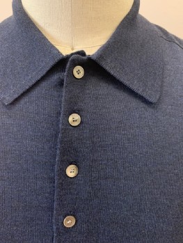 THEORY, Navy Blue, Wool, Solid, C.A., 4 Button Front with Placket, L/S
