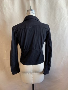 MARRAKECH, Faded Black, Cotton, Spandex, Solid, Collar Attached, Zip Front, 2 Zip Pockets, Snap on Lapels