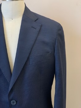 DI STEFANO, Navy Blue, Blue, Wool, 2 Color Weave, L/S, 2 Buttons, Single Breasted, Notched Lapel, 3 Pockets,