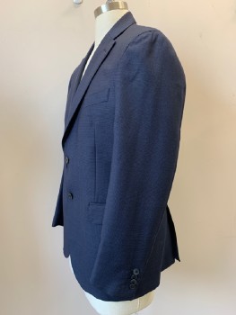 DI STEFANO, Navy Blue, Blue, Wool, 2 Color Weave, L/S, 2 Buttons, Single Breasted, Notched Lapel, 3 Pockets,