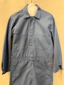 Mark's Work , French Blue, Cotton, Solid, L/S, Zip Front, Snap Buttons, Chest Pockets, Side Pockets, Collar Attached