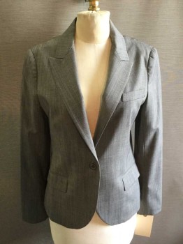 THEORY, Gray, Wool, Heathered, Long Sleeves, Single Breasted, One Button, Peak Lapel