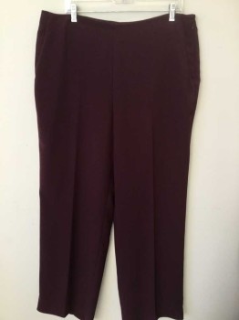 VINCE CAMUTO, Maroon Red, Synthetic, Solid, Maroon, Flat Front, Side Zip