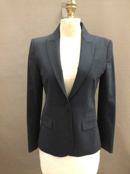 THEORY, Slate Blue, Wool, Solid, Single Breasted, Peaked Lapel, 1 Button, 3 Pockets,