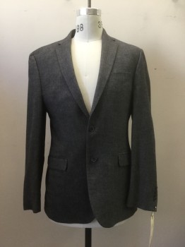 JOS A BANK, Heather Gray, Wool, Cotton, Heathered, Heather Gray, Notched Lapel, 2 Buttons,